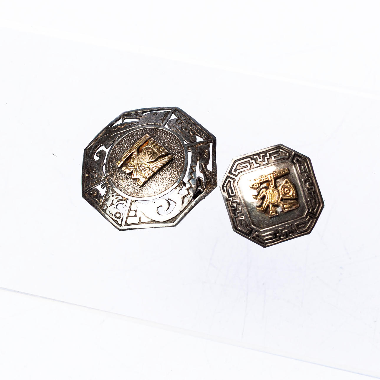 BROSCHER, 2st, 18k guld & silver ca 10g.