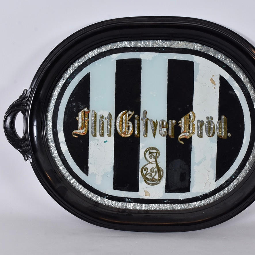 TRAY, blackened wood.