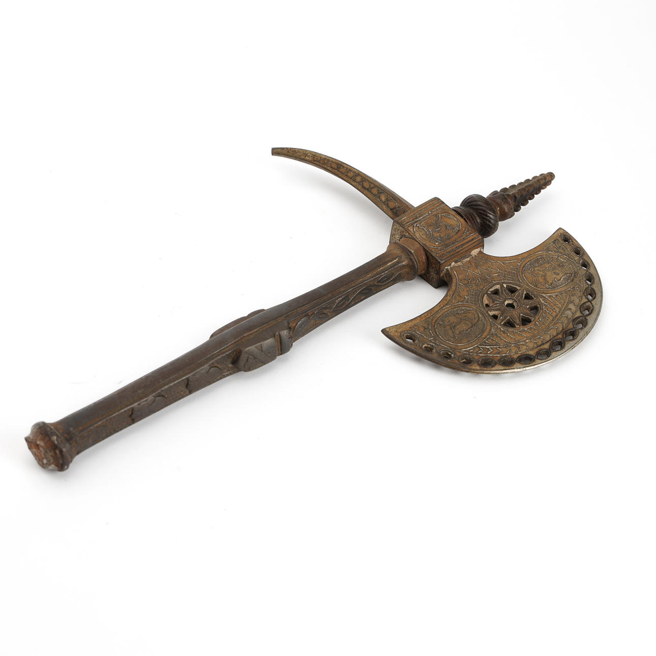 STRIDSYXA, 1900-tal, dekorationsvapen, efter 1500-talsmodell, patinerat järn.