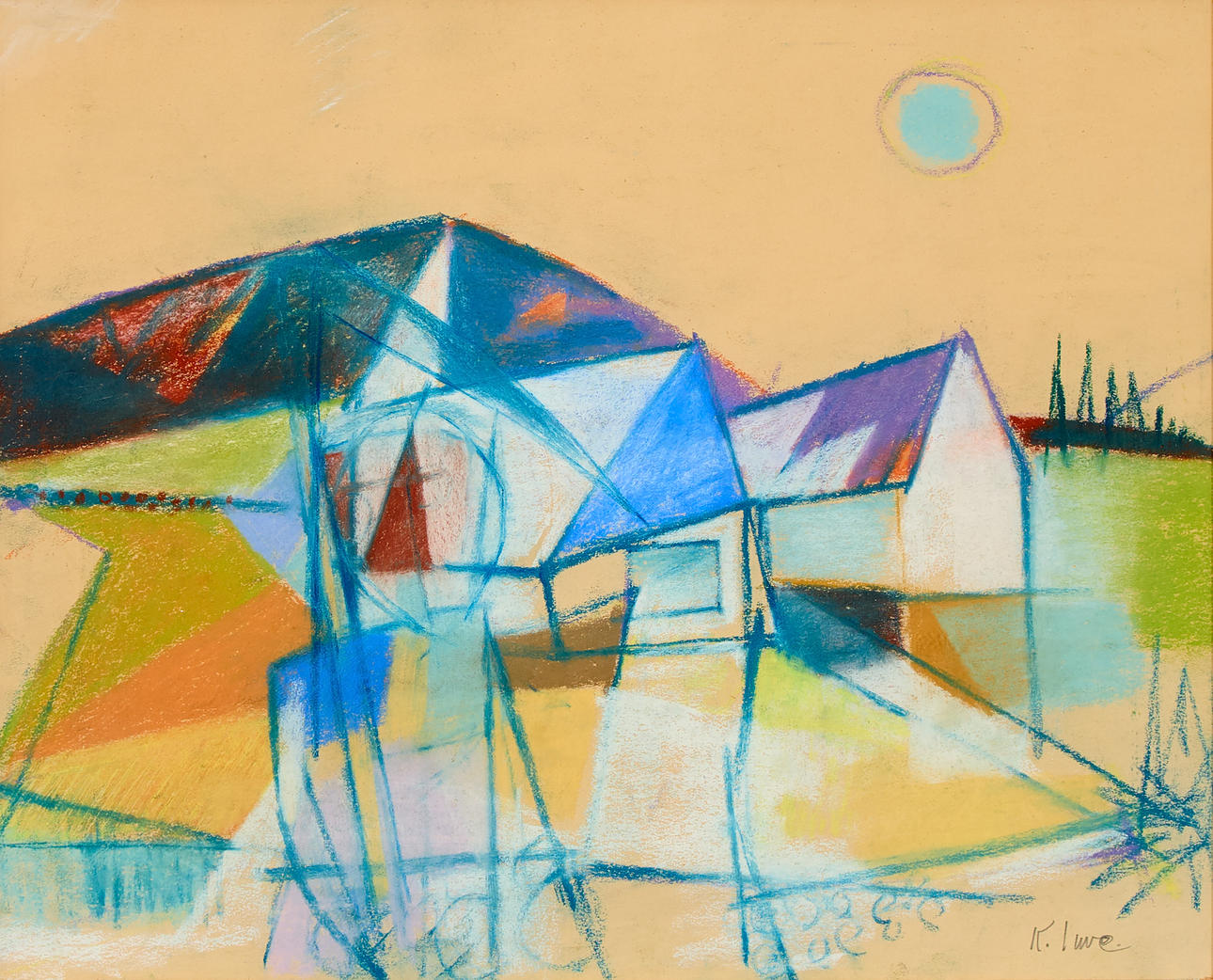 KNUT IRWE. Landscape with houses.