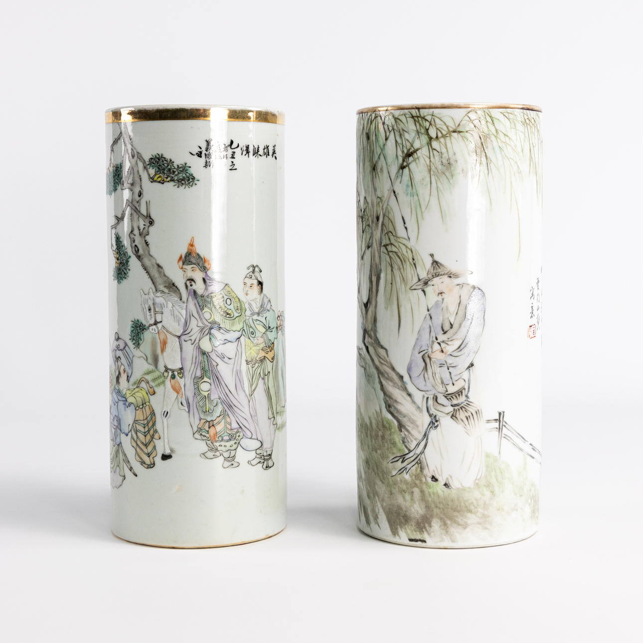 BRUSH POTS, 2 pcs, China, 20th century.