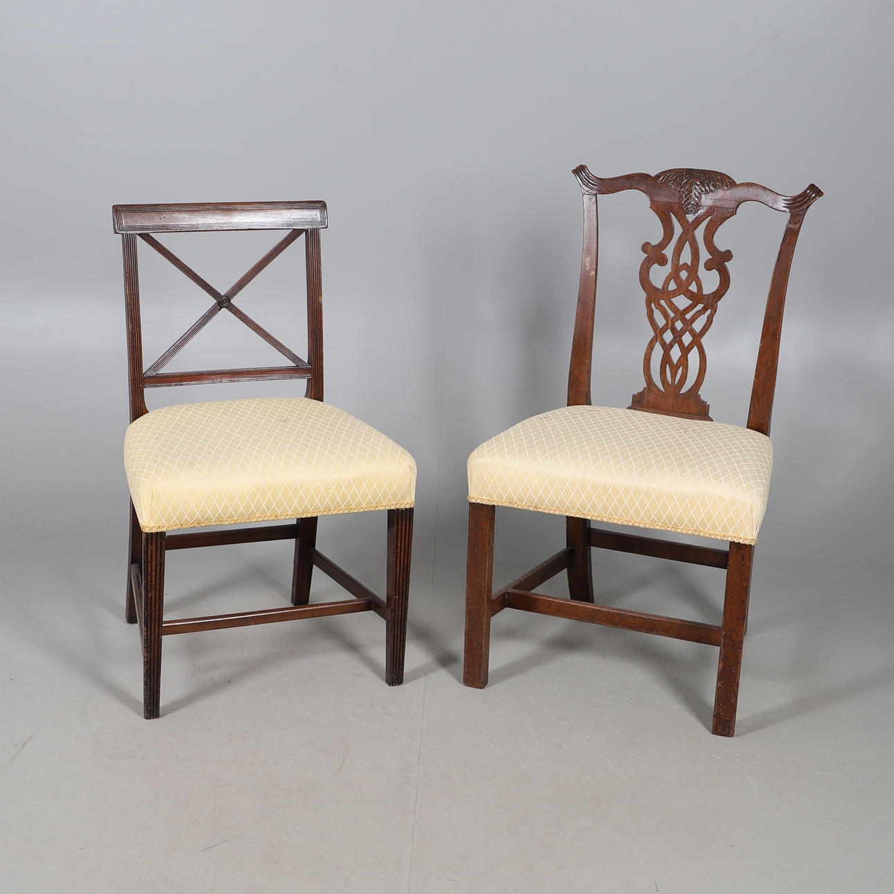 TWO 19TH CENTURY MAHOGANY CHAIRS.
