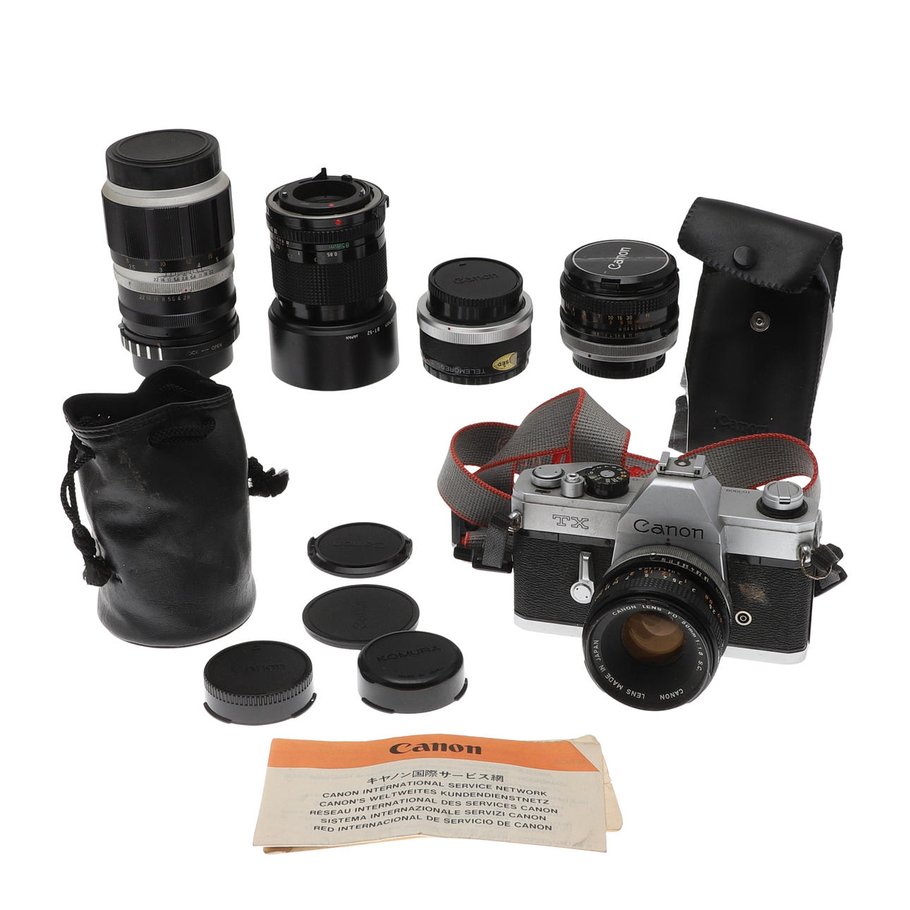 CANON TX CAMERA & VARIOUS LENSES.