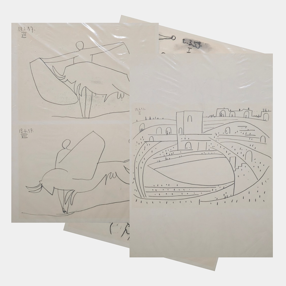 AFTER PABLO PICASSO. THREE ILLUSTRATIONS.