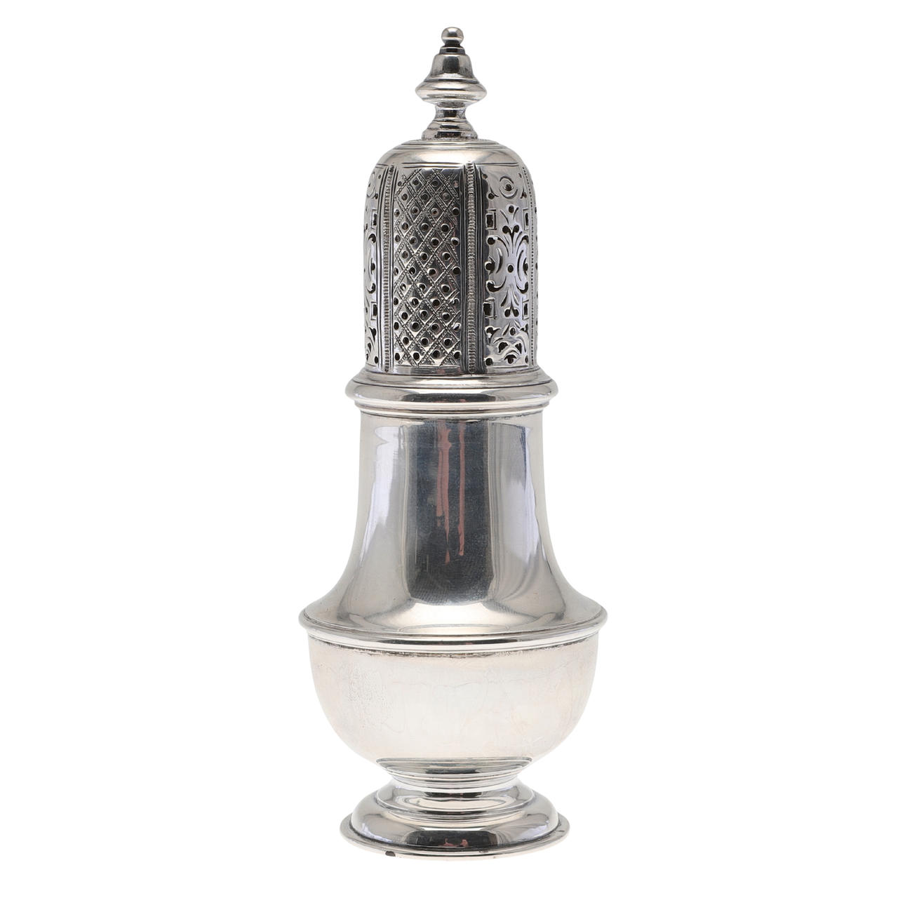 A VICTORIAN SILVER CASTER.