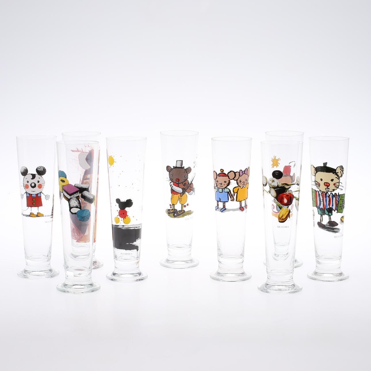 ÖLGLAS, 9 st, glas, "Konst på glas" Lasse Åberg.