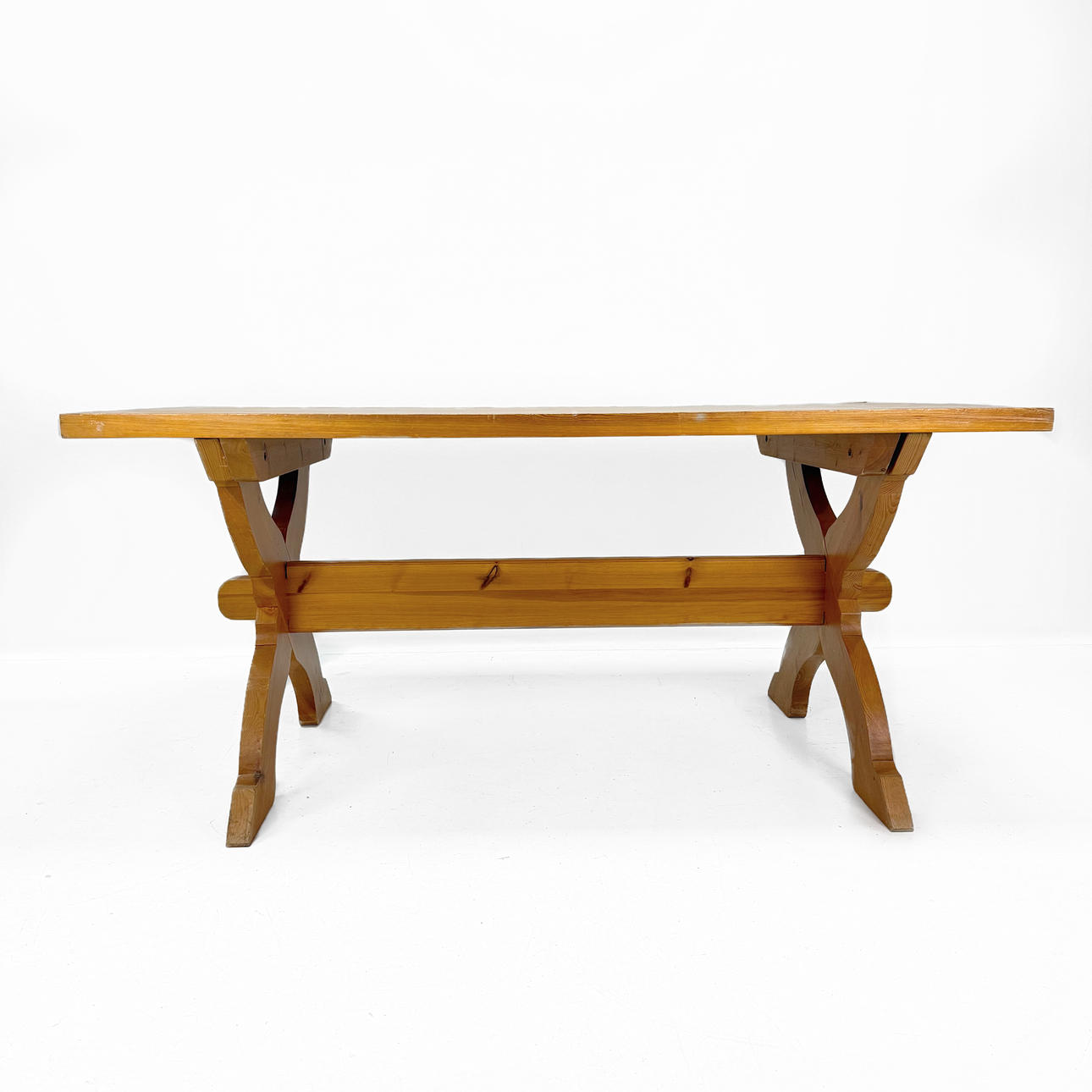 TABLE, trestle legs, solid wood Top - height 4 cm.