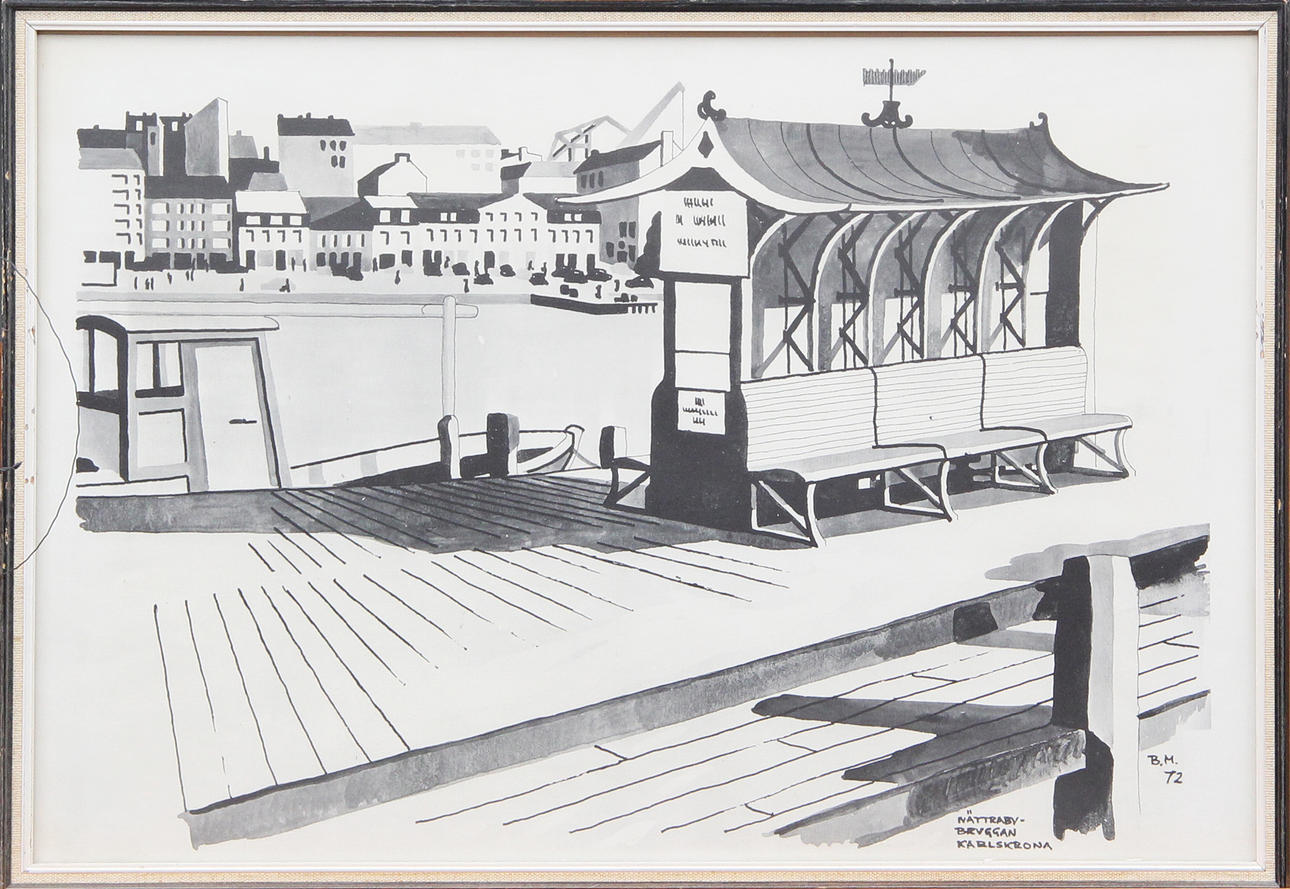 OIDENTIFIERAD KONSTNÄR. PRINT, Karlskrona motif.