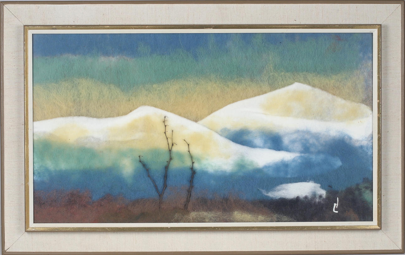 LISA JOHANSSON. Mountain motif, wool, monogram signed.