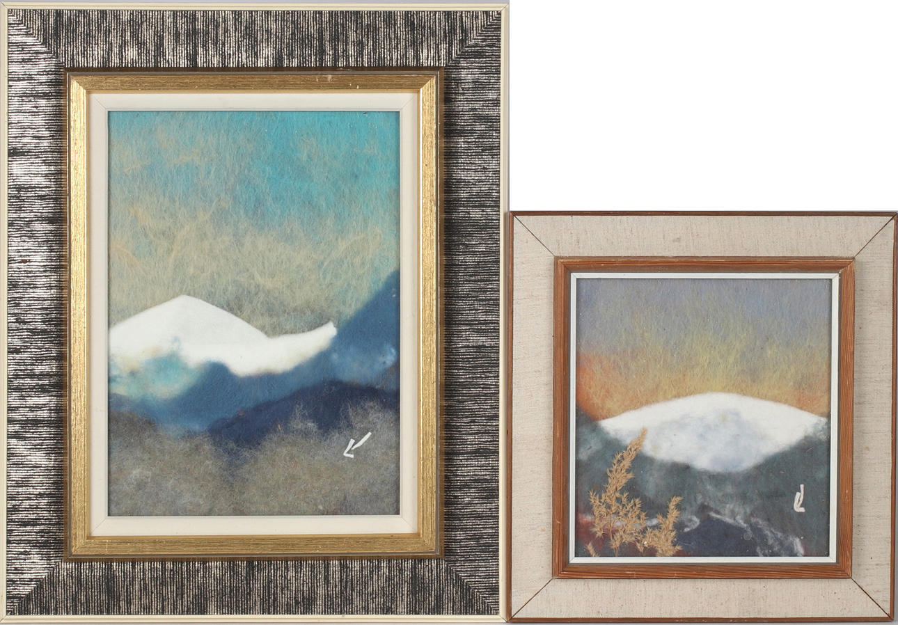 LISA JOHANSSON. Mountain landscape, 2 pieces, wool, monogram signed.