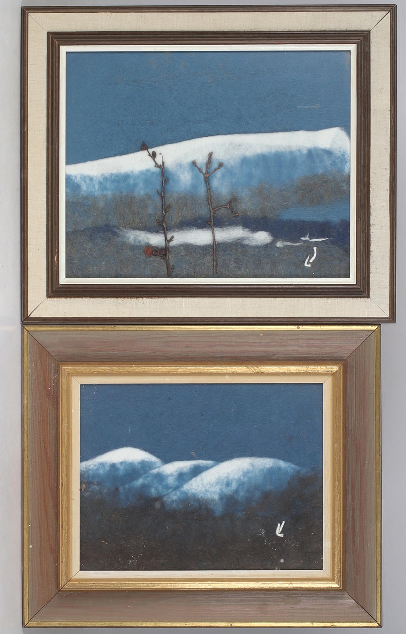 LISA JOHANSSON. Mountain motif, wool, monogram signed.