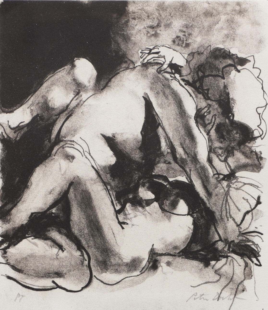 PETER DAHL. Loving couple, sample print, signed.