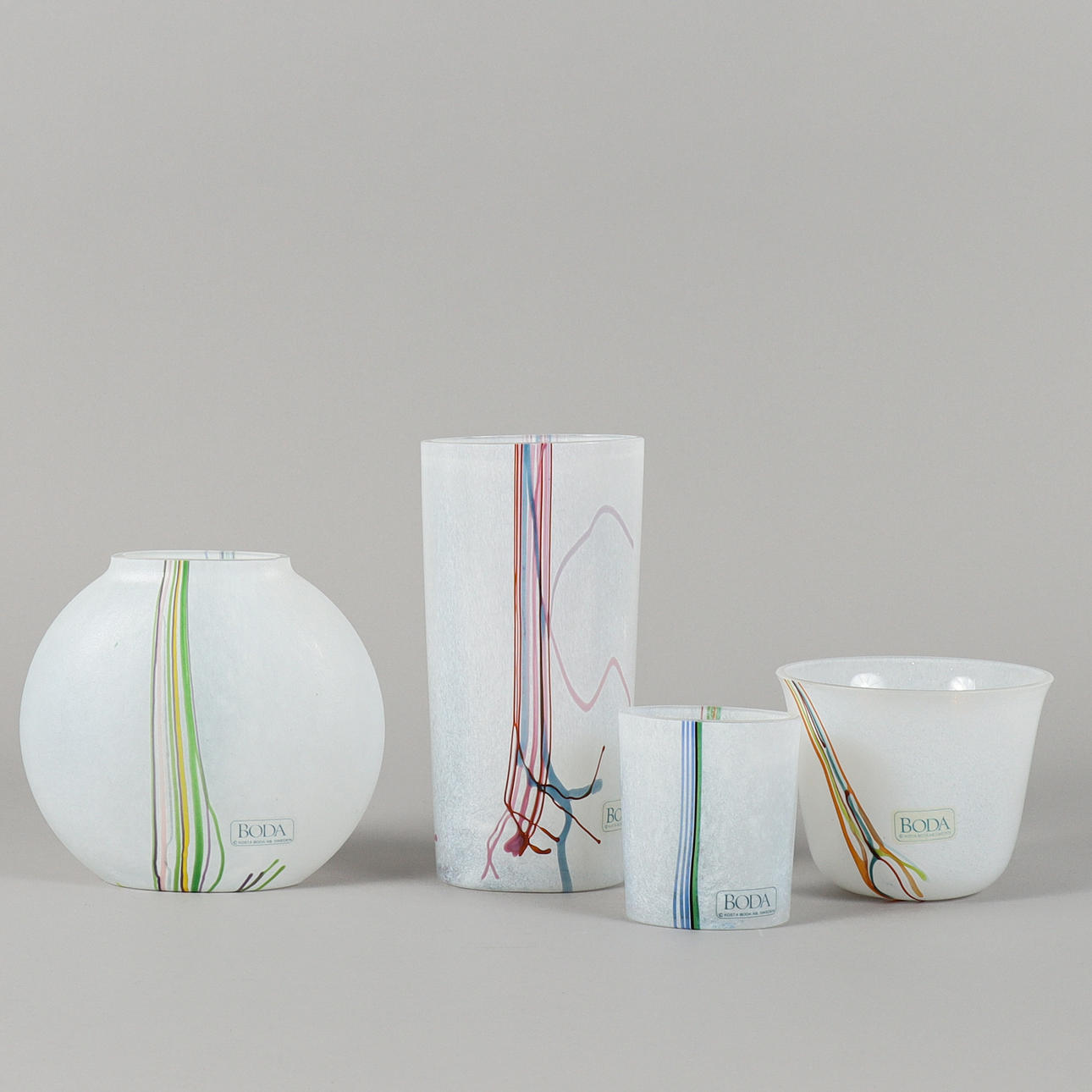 BERTIL VALLIEN. Vases, 4 pieces, Boda, “Rainbow”.
