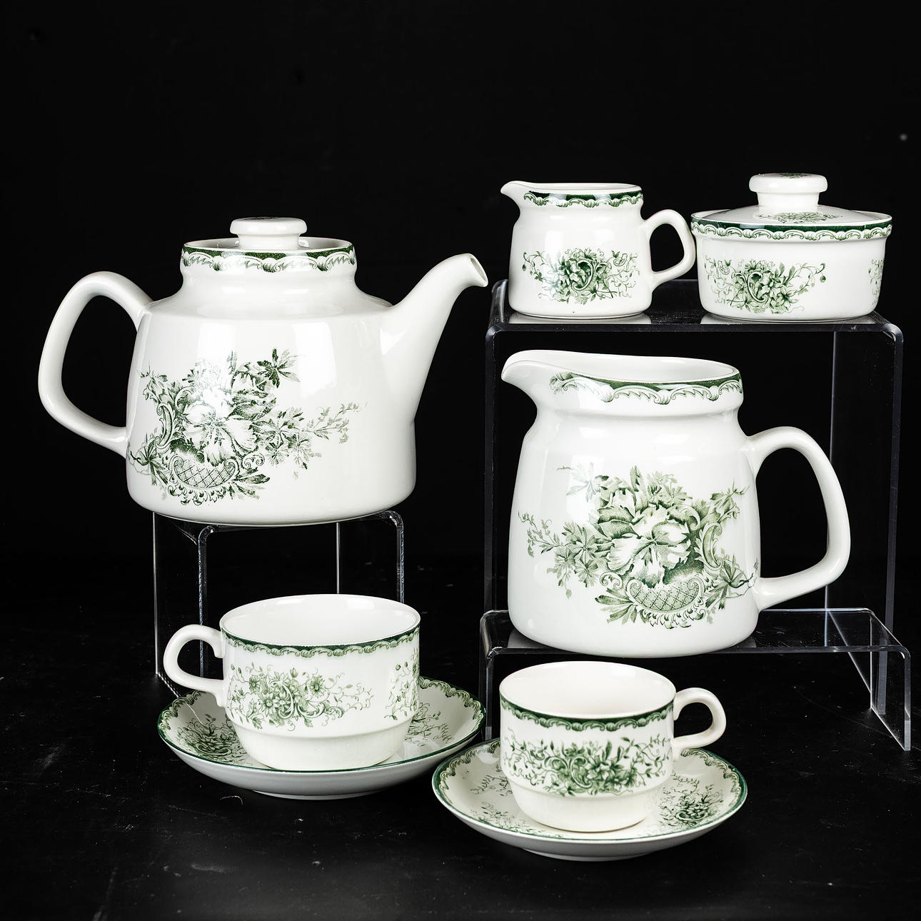 KAFFE & TESERVIS, 44 delar, "Grön Anna", Rörstrand.