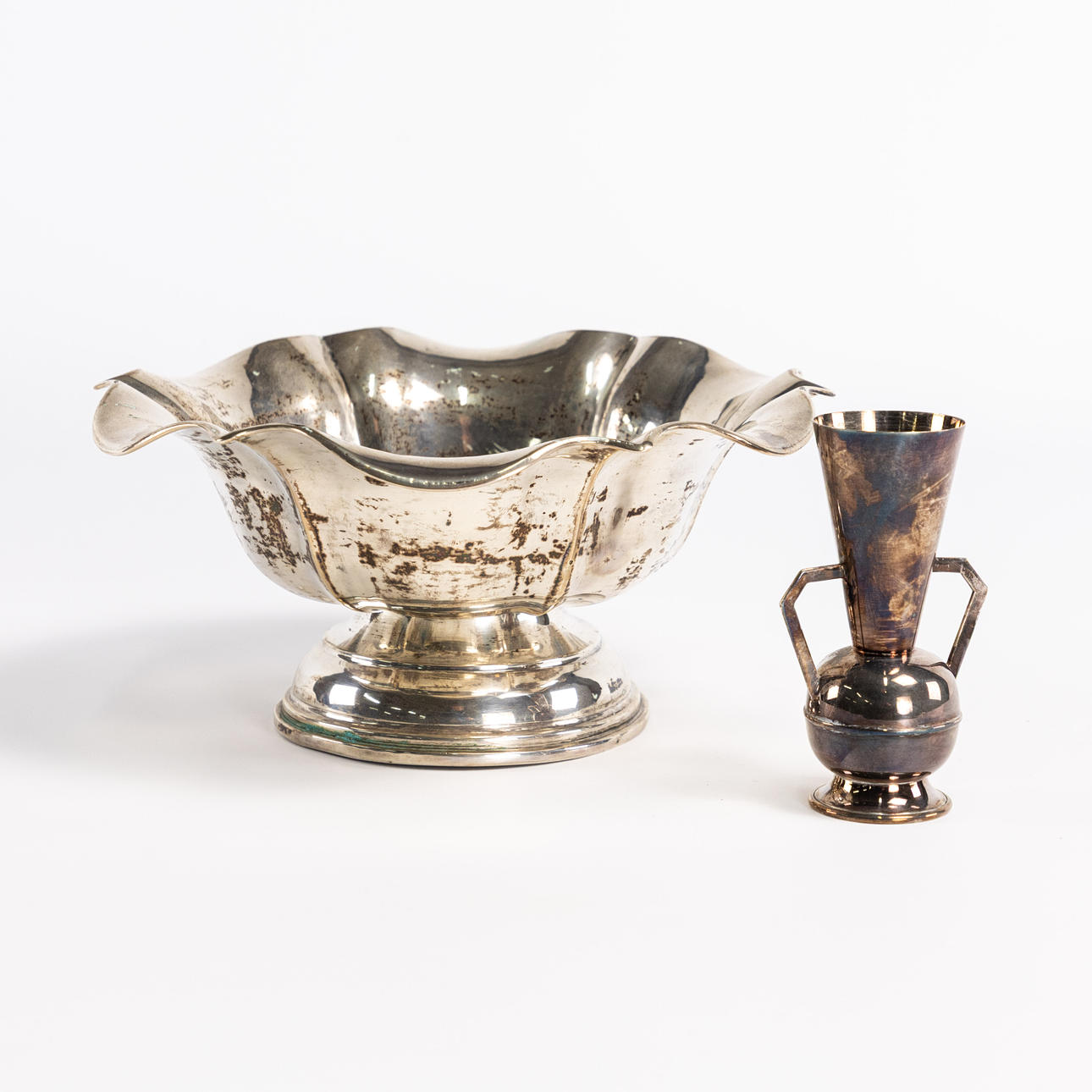 BOWL, VASE, silver.