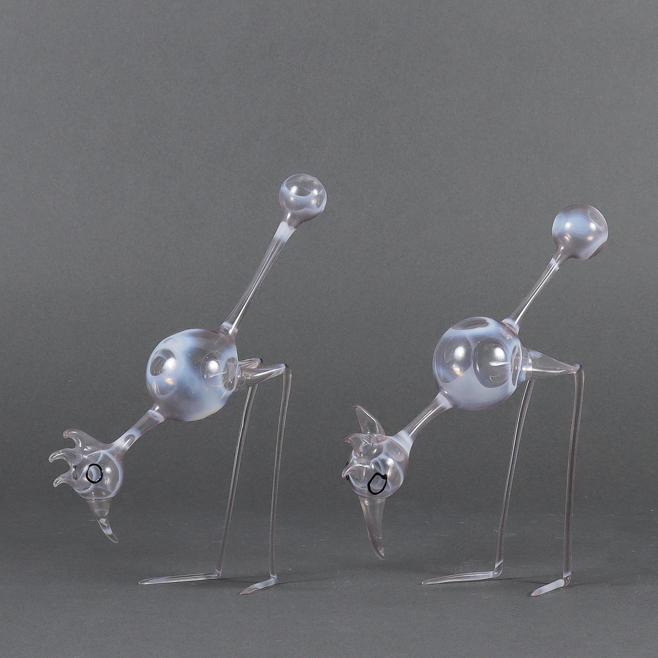 BIRDS glass, 2 pieces.