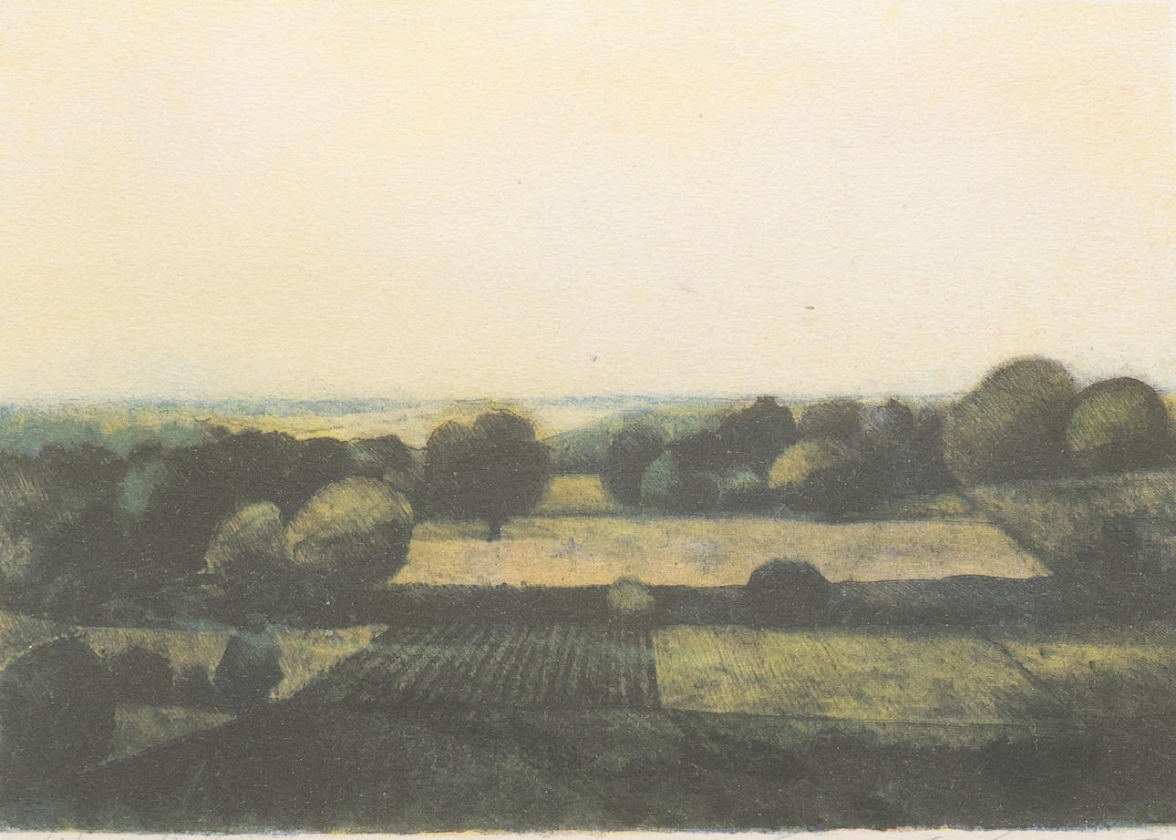 GUNNAR LARSON. Color lithograph, signed and ET.