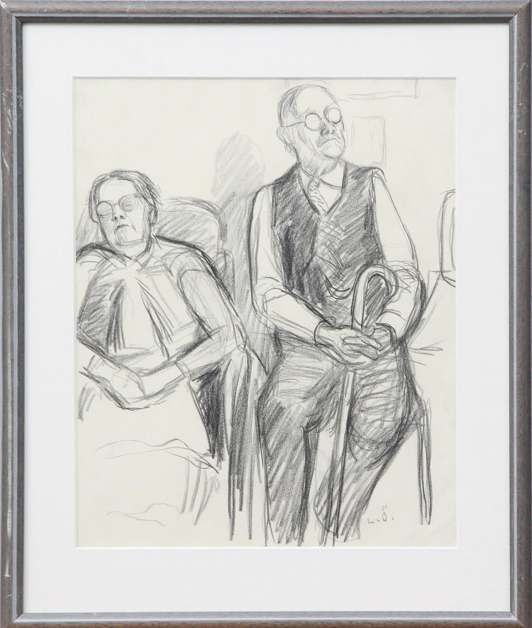 OIDENTIFIERAD KONSTNÄR. DRAWING, pencil, signed L Ö.