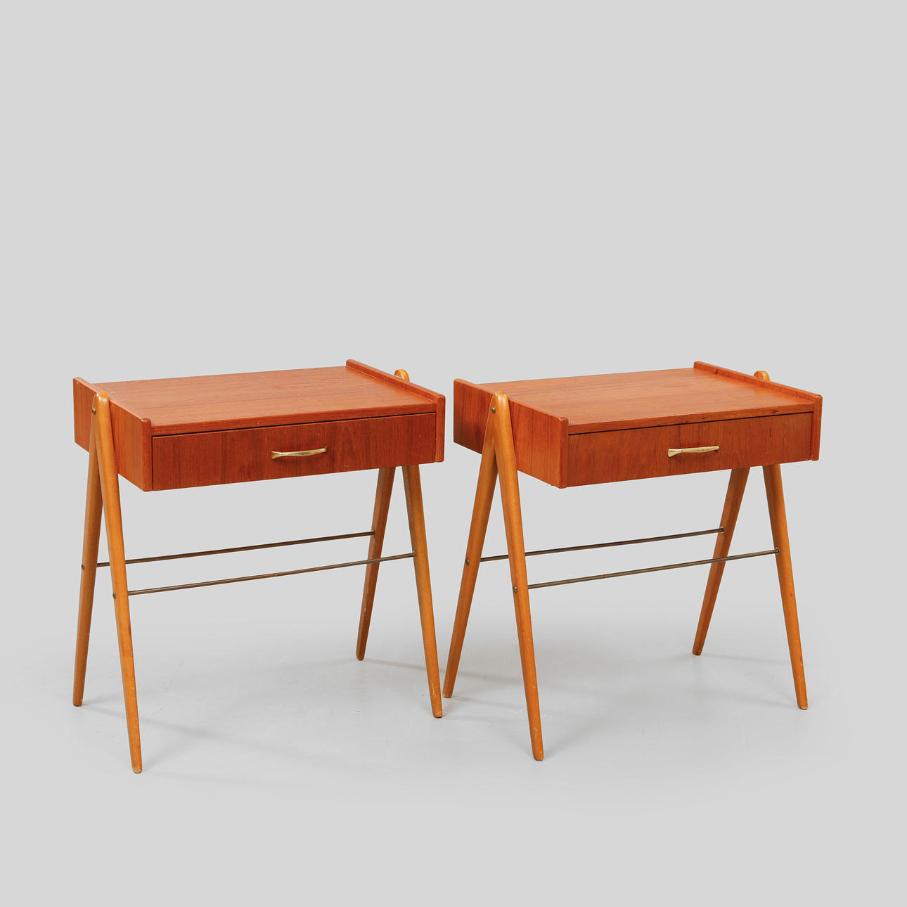 BEDSIDE TABLES, 2 pcs, mid-20th century.