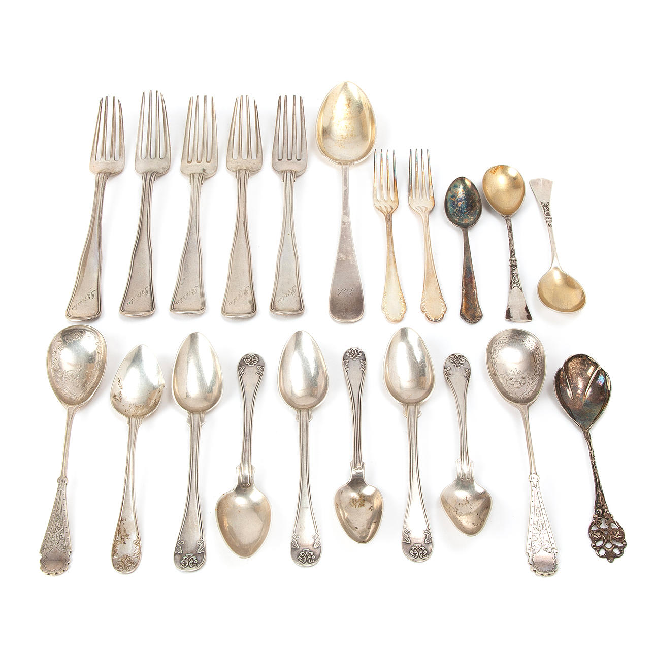 CUTLERY, silver, 21 pcs.