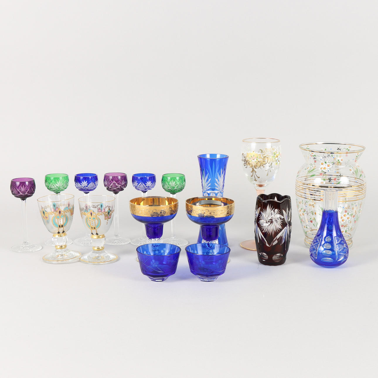 VASES AND GLASSES Bohemian crystal.