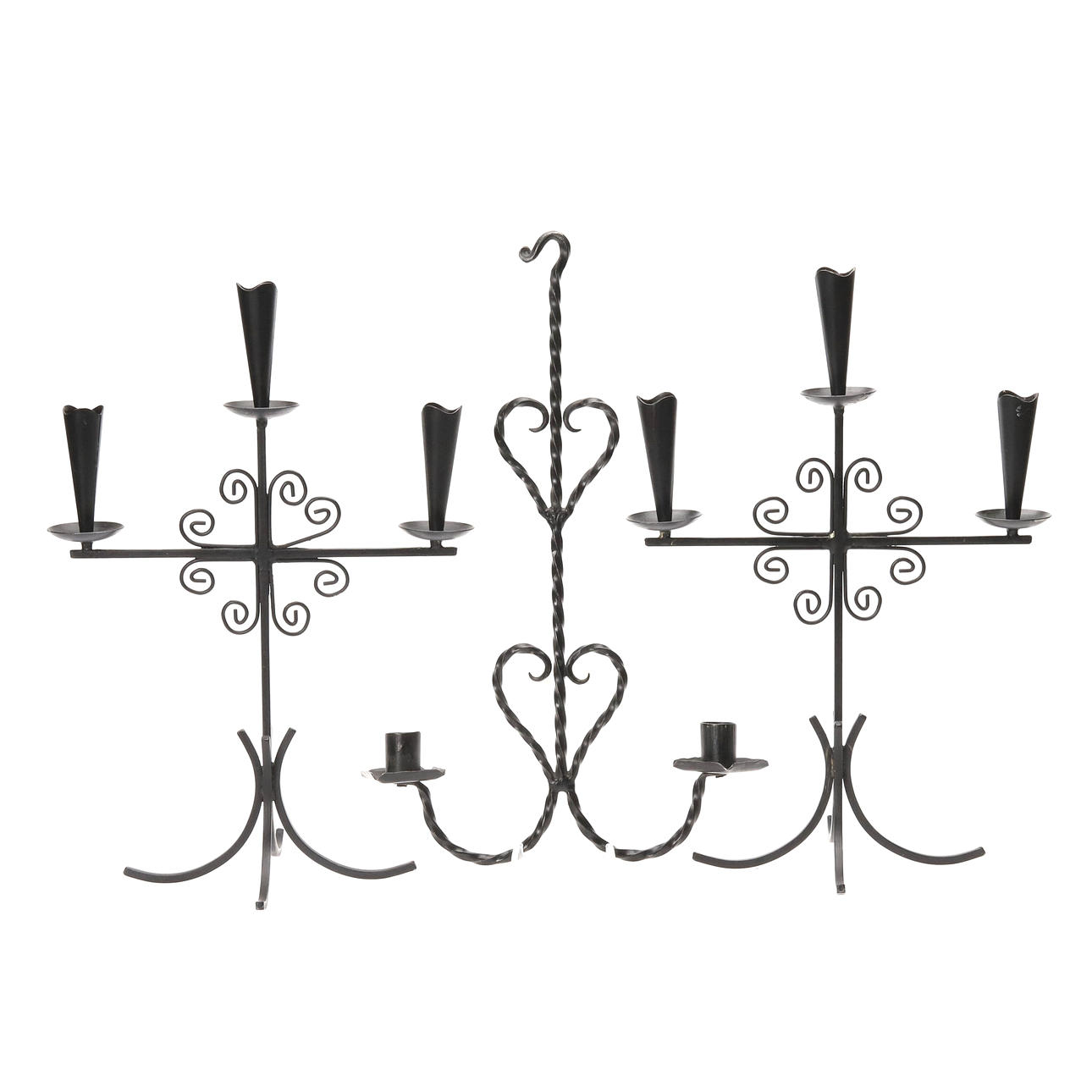 CANDLESTICKS. 3 pcs. Forge.