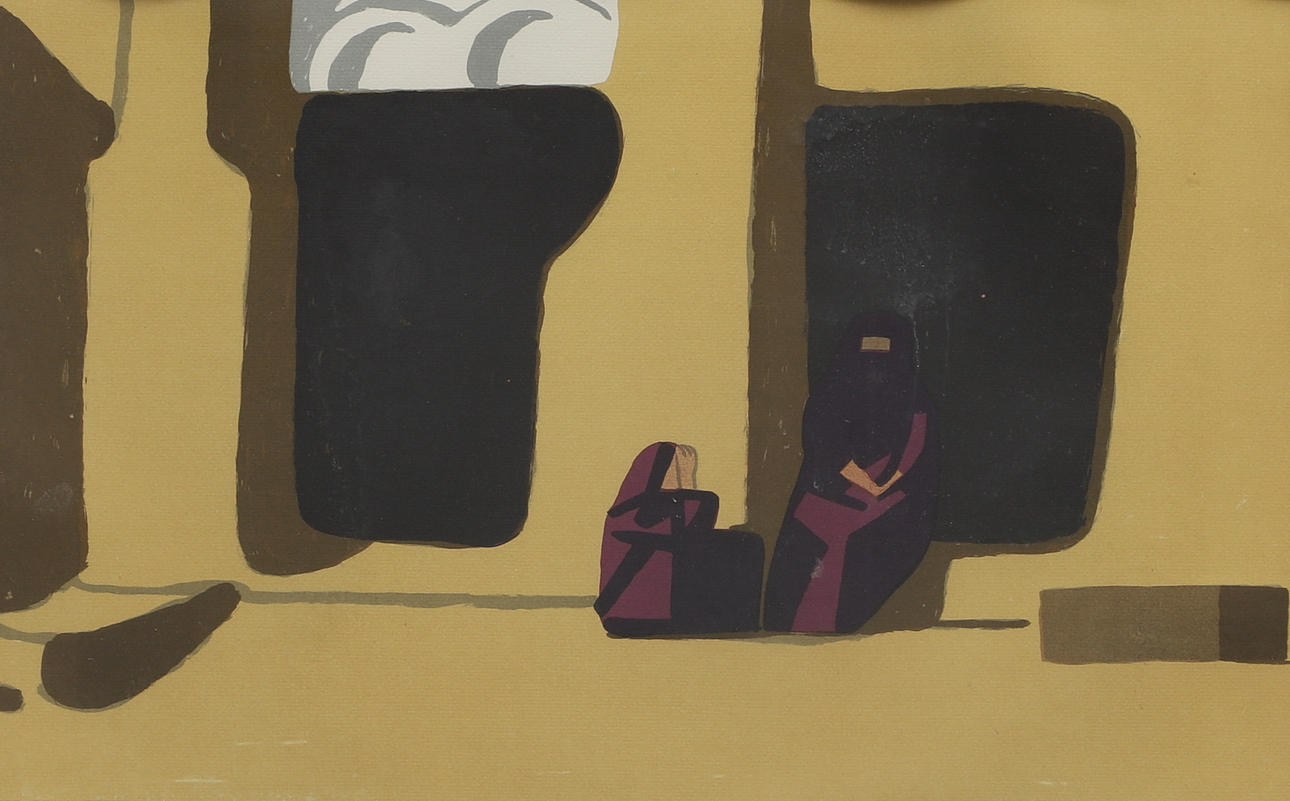 LARS NORMAN. Colour lithograph, figurative scene, signed, numbered 158/310.