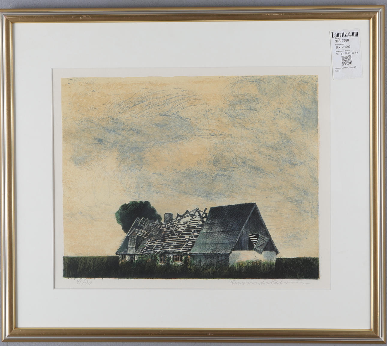 GUNNAR LARSSON. Färglitografi, signerad, numrerad 41/90.