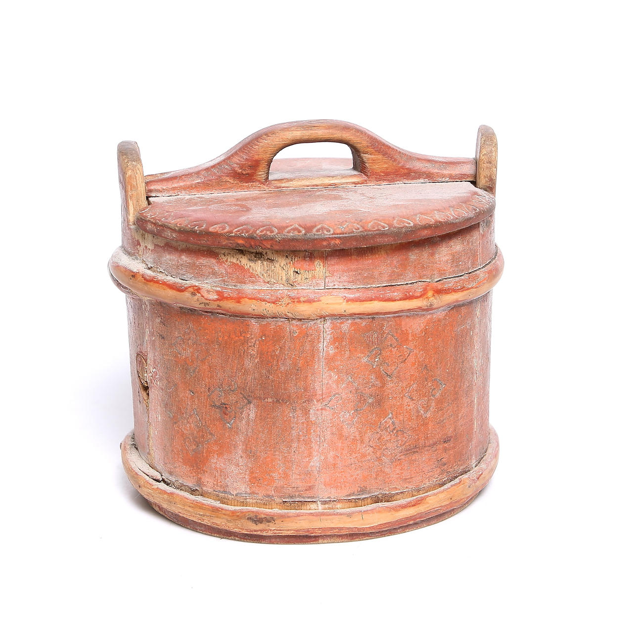 LAGGKÄRL, bemålat barrträ, fästmansgåva, märkt och daterad "HS, 1835".