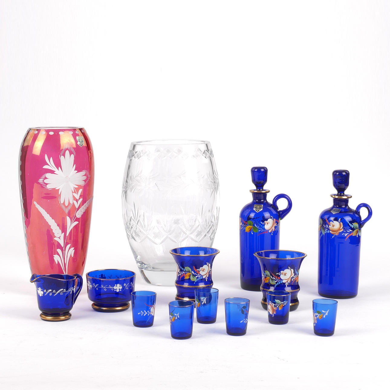 VASES AND TABLEWARE, 14 pcs, glass, Gullaskruv.