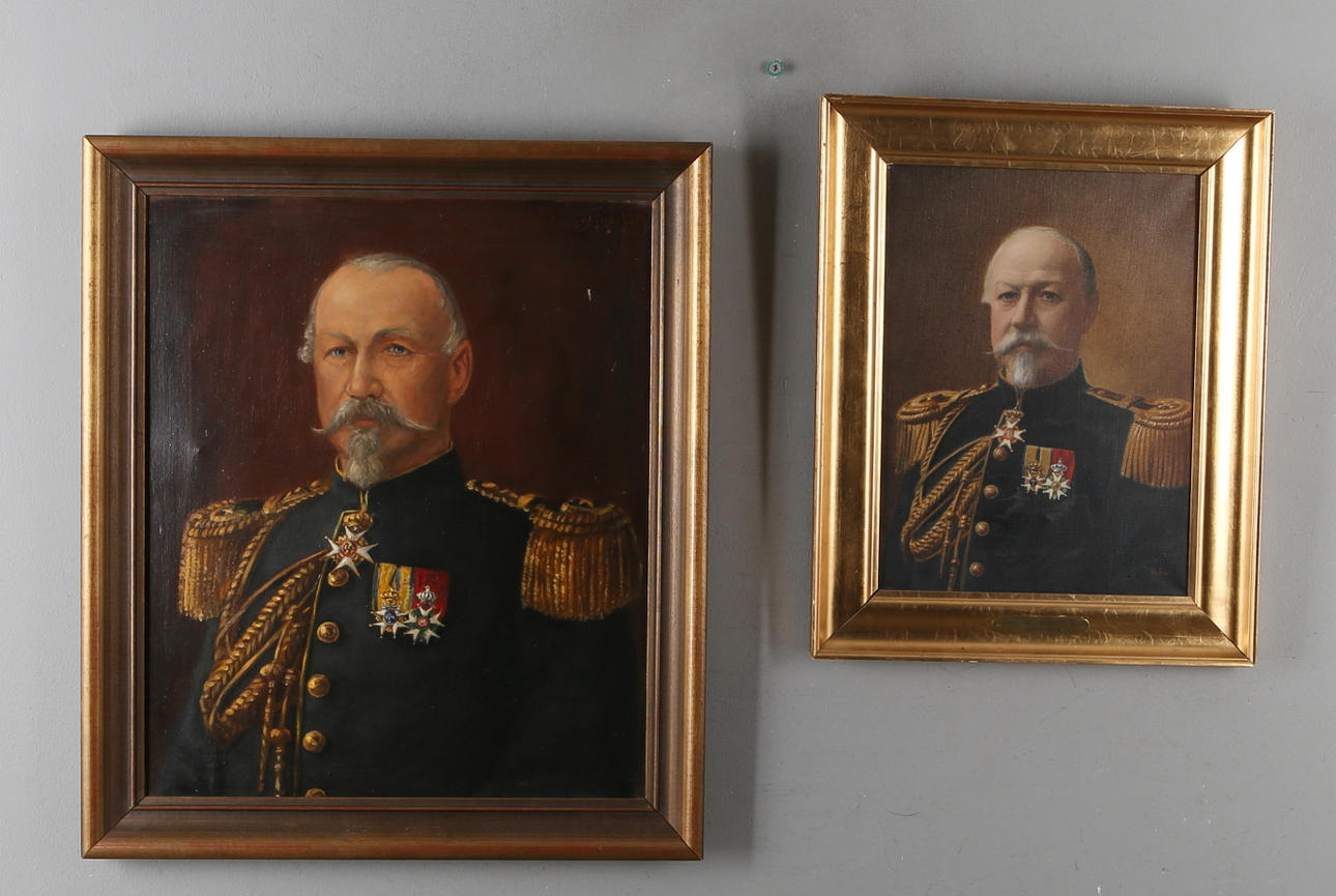 PORTRÄTT, 2 st, Föreställande Överste Wilhelm Stål, 1900-tal.