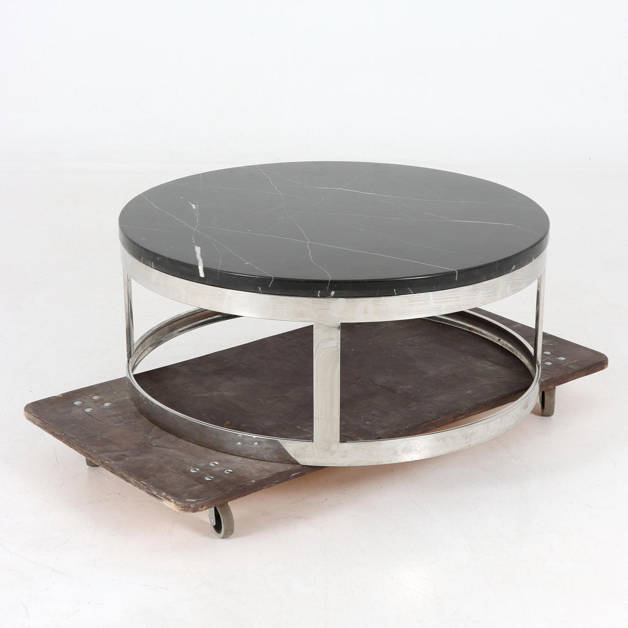 COFFEE TABLE, stone, chrome, late 20th century.