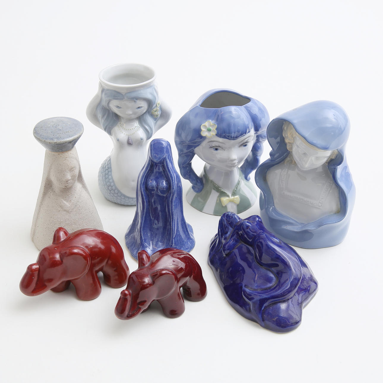 FIGURINER, porslin, 9 st, bl.a Gabriel.
