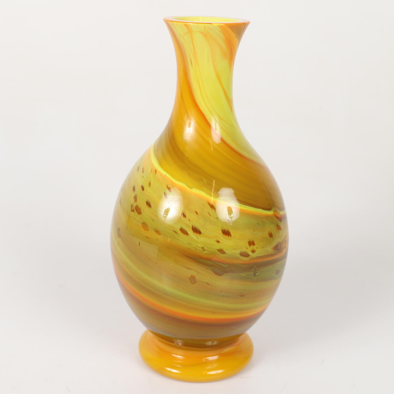 VASE, yellow glass mass, unsigned.