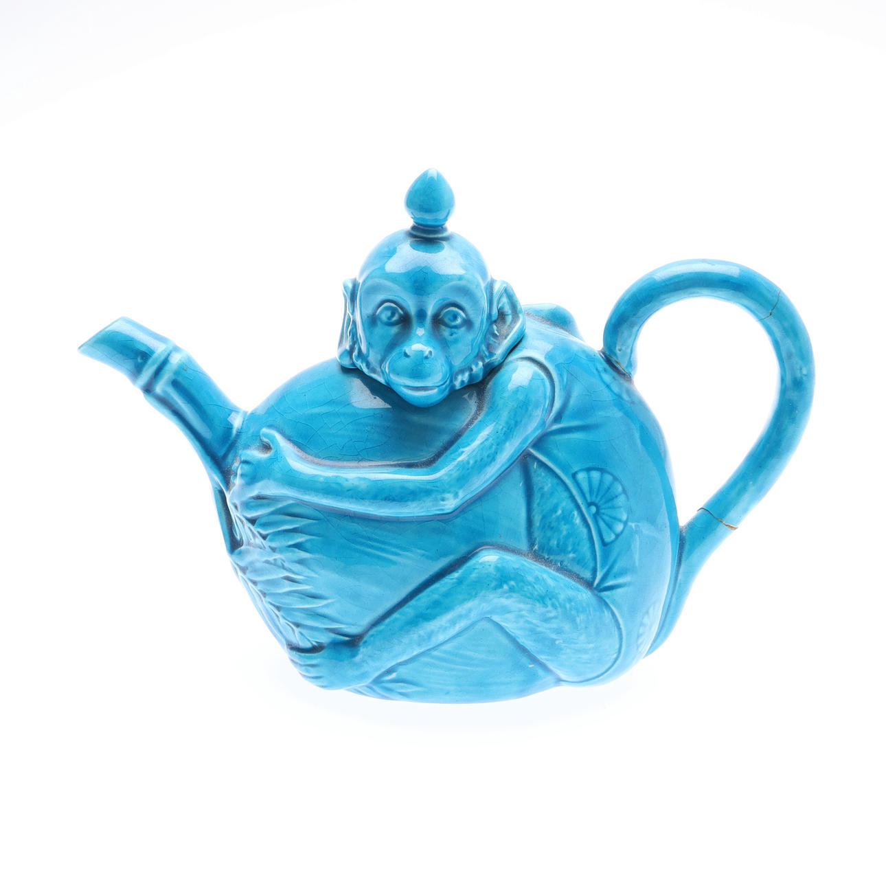 SCARCE VICTORIAN MINTONS MAJOLICA MONKEY TEAPOT.
