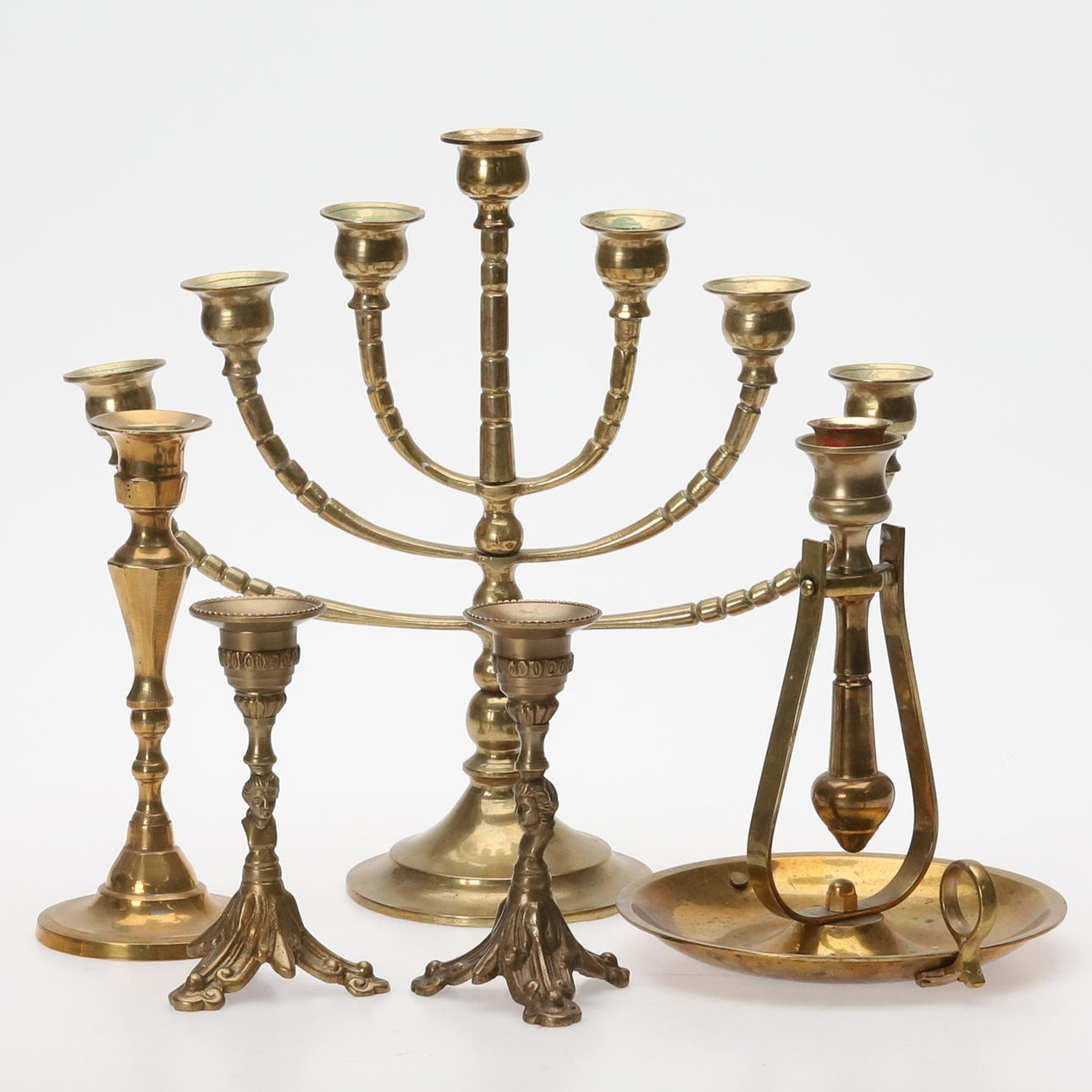 Brass candlesticks, 20th century, 5 pcs.
