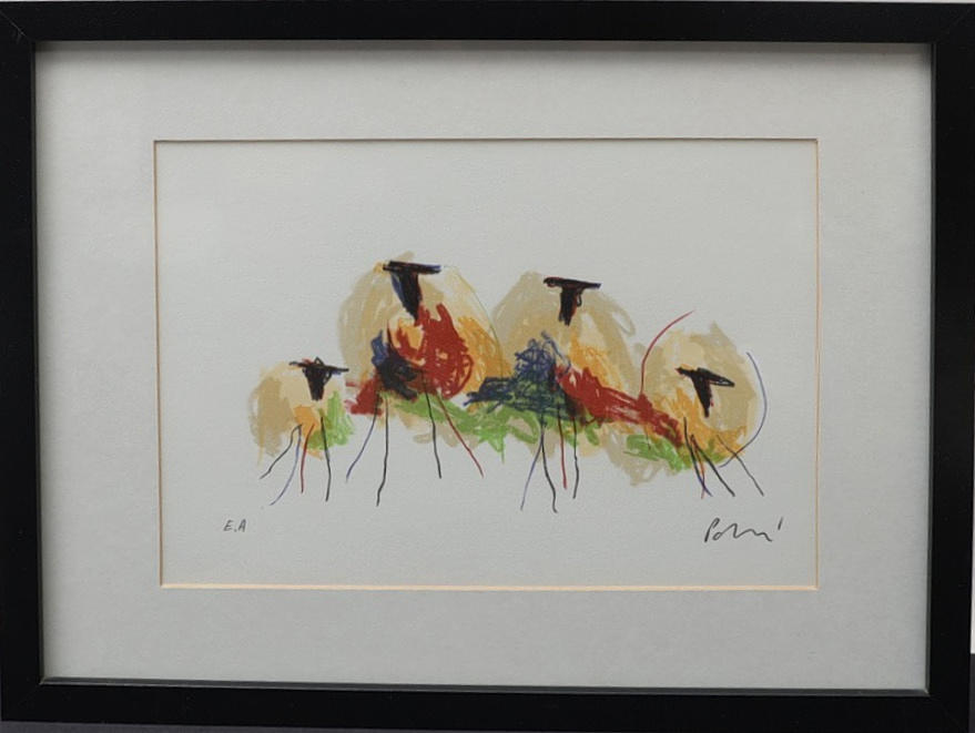 ANDERS PALMER. Motif with sheep, signed.