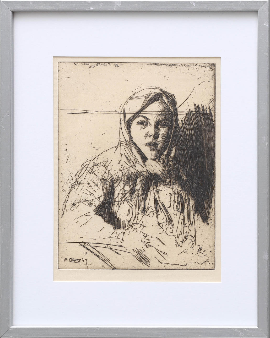 ANDERS ZORN. etching, from shredded sheet metal, 