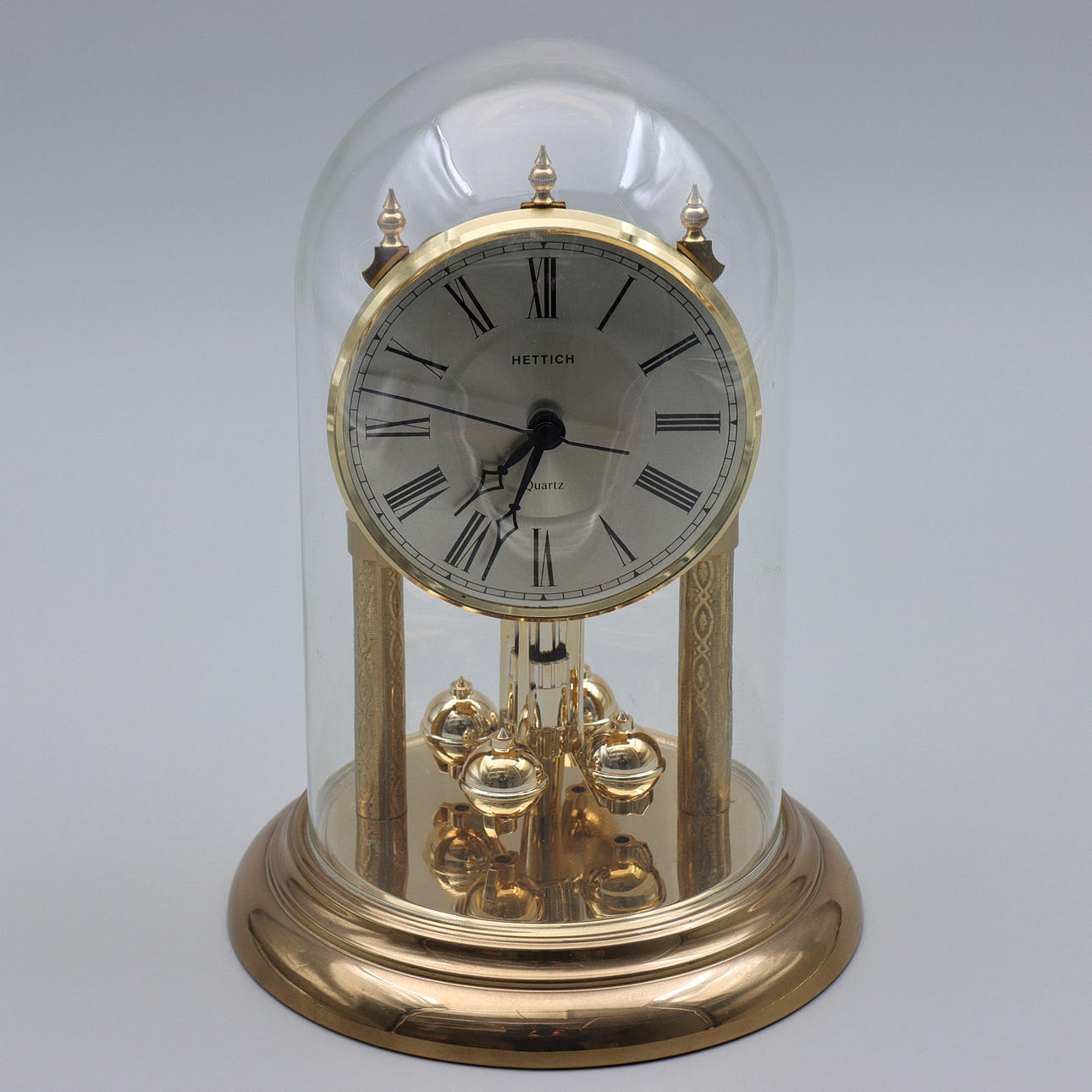 ANNIVERSARY CLOCK "HETTICH" GLASS DOME.