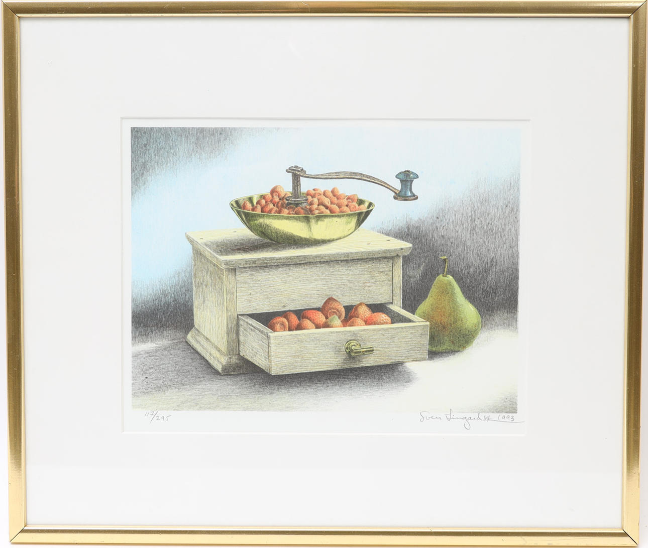 SVEN  LINGARDSZ. Composition with coffee grinder, signed and numbered, dated 1993.