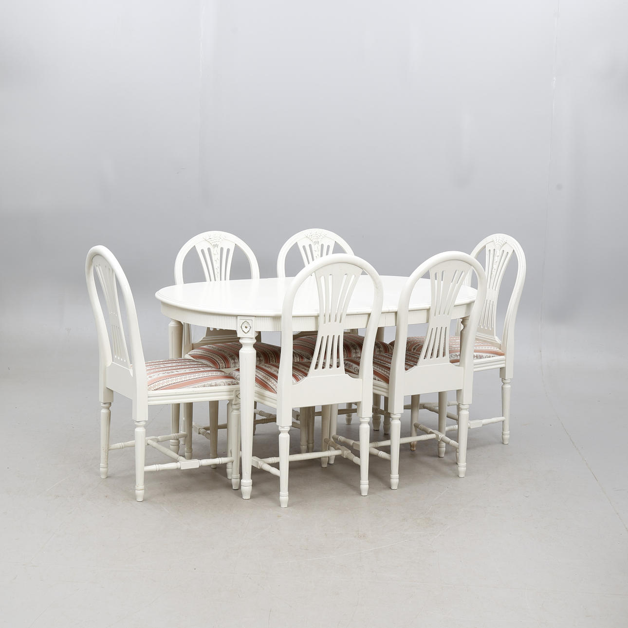 7-piece dining group, Gustavian style.