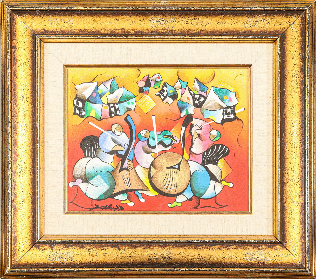 DAVID SCHLUSS. Acrylic on canvas, signed.