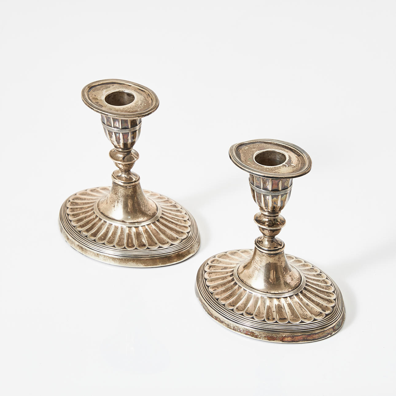 1 pair sterling silver candlesticks, marked HH, Sheffield 1894.