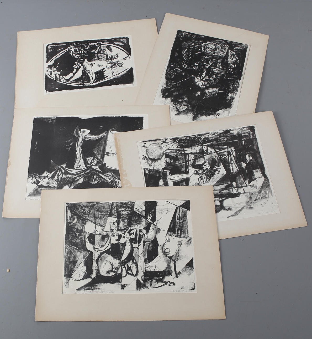 LEIF KNUDSEN. Parti etsningar, 5 st, signerade, daterade (-53) och numrerade 2/15.