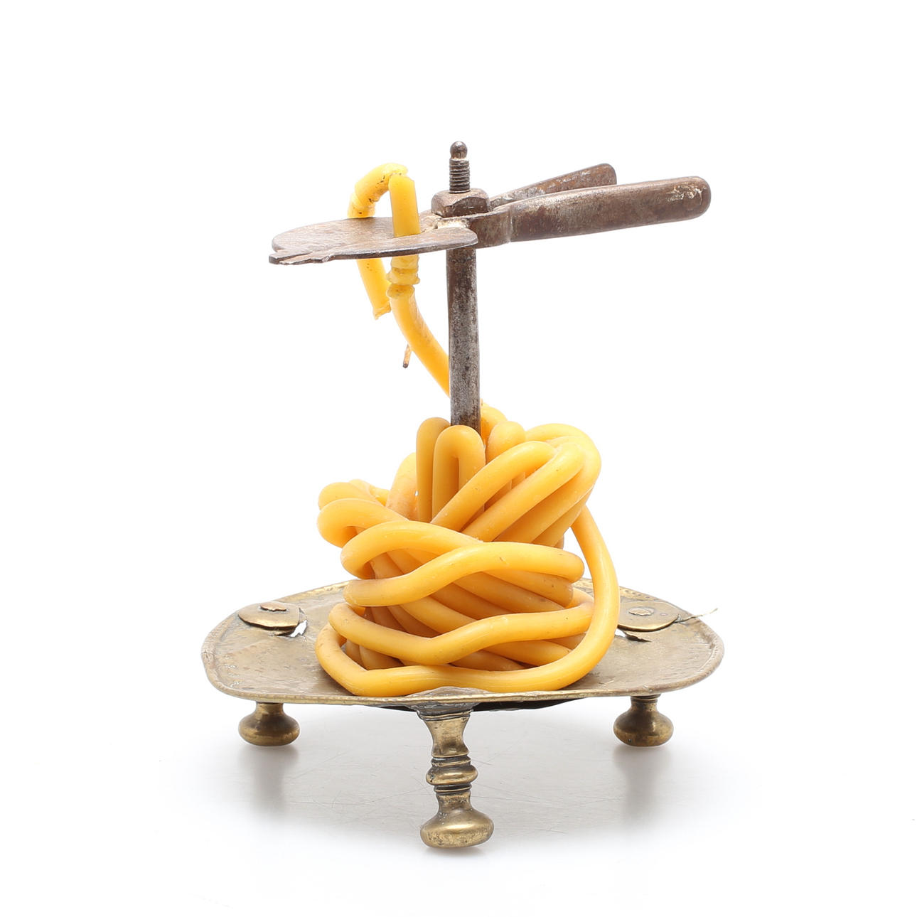 VAXSTAPEL, mässing och järn, Sverige 1800-tal.