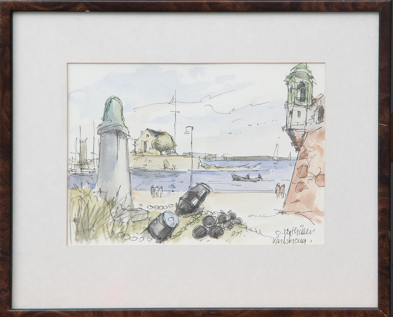 OLE MATHIESEN. A WATERCOLOUR, Karlskrona, signed.