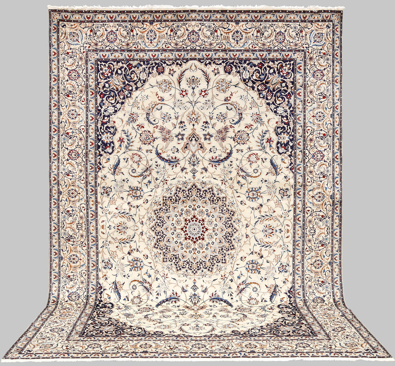 CARPET. Nain so-called 9 La with silk inlay, approx. 500,000 knots/sqm ...