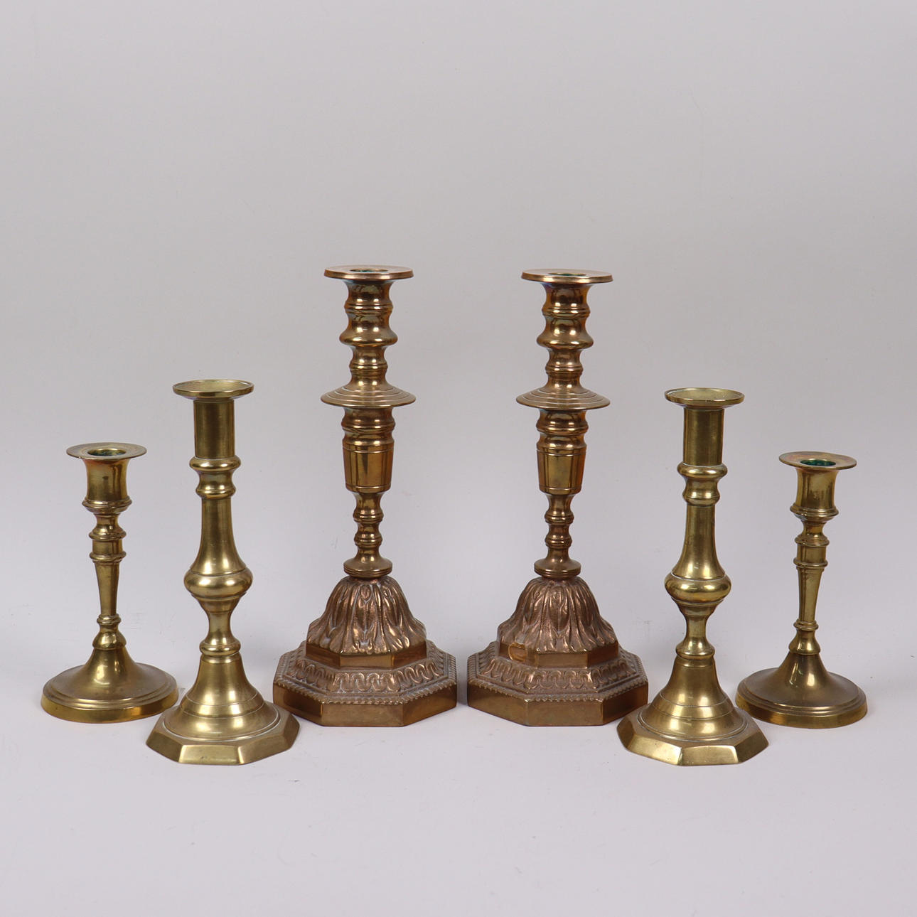 CANDLESTICKS, brass, 6 pcs.