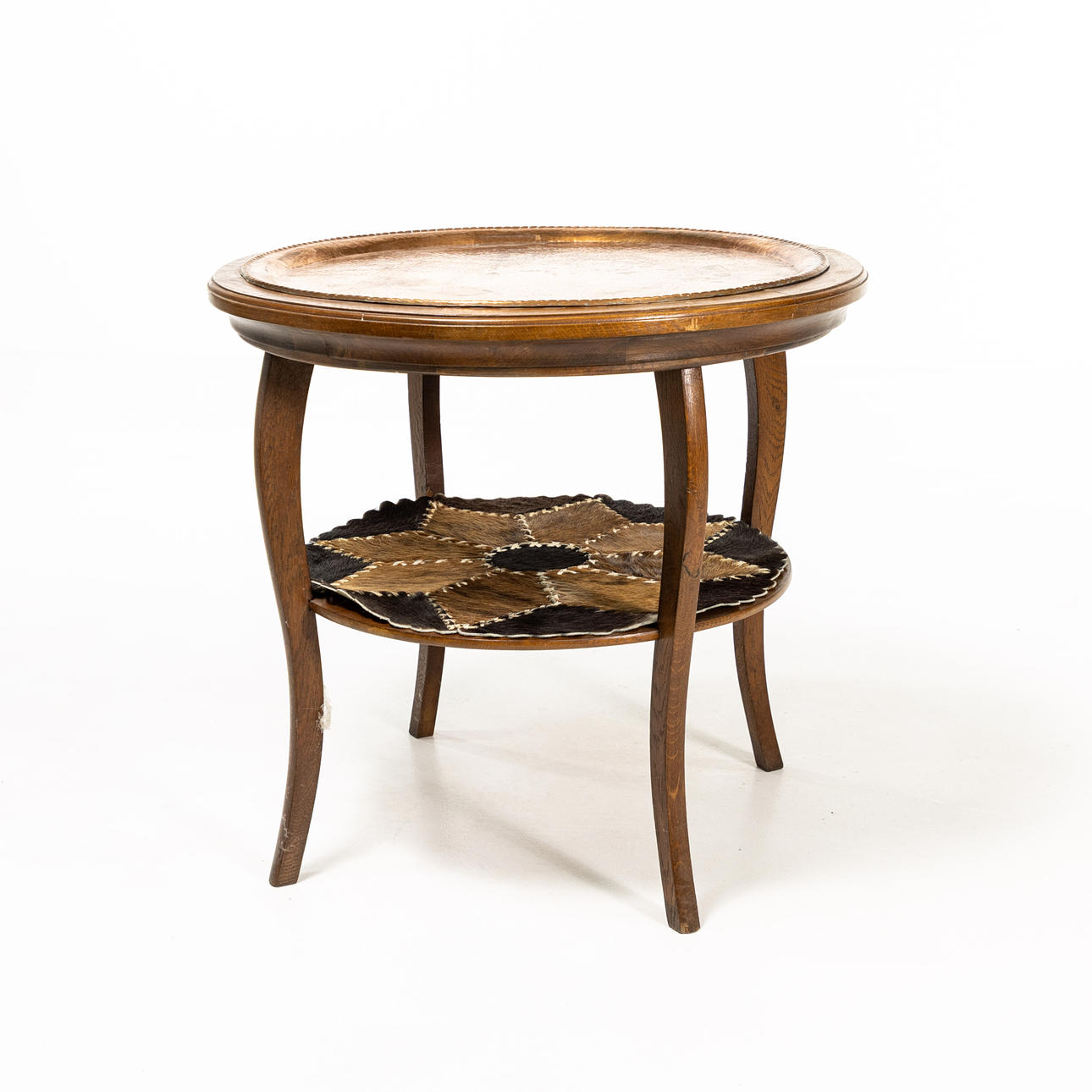 SMOKING TABLE. Oak/copper, 20th century.