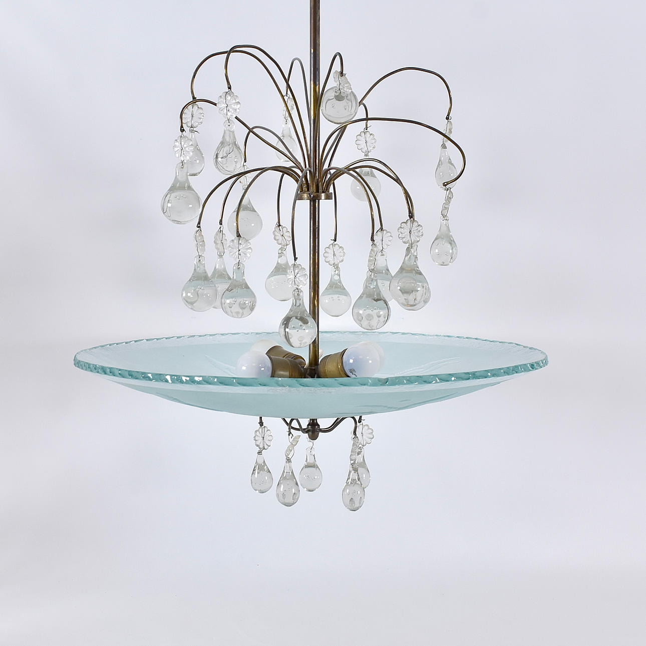 CEILING LAMP with glass top and drop prisms.